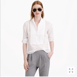 J.Crew Swiss dot tuxedo shirt